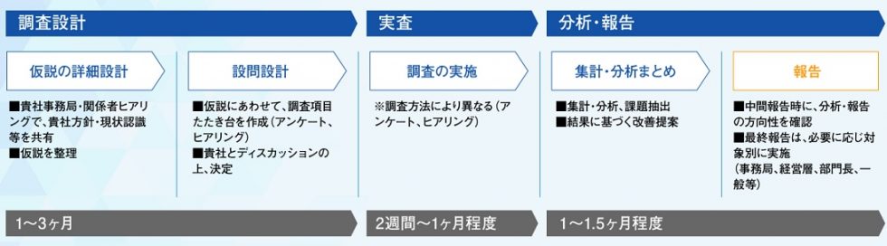 調査プロセスとスケジュールの図